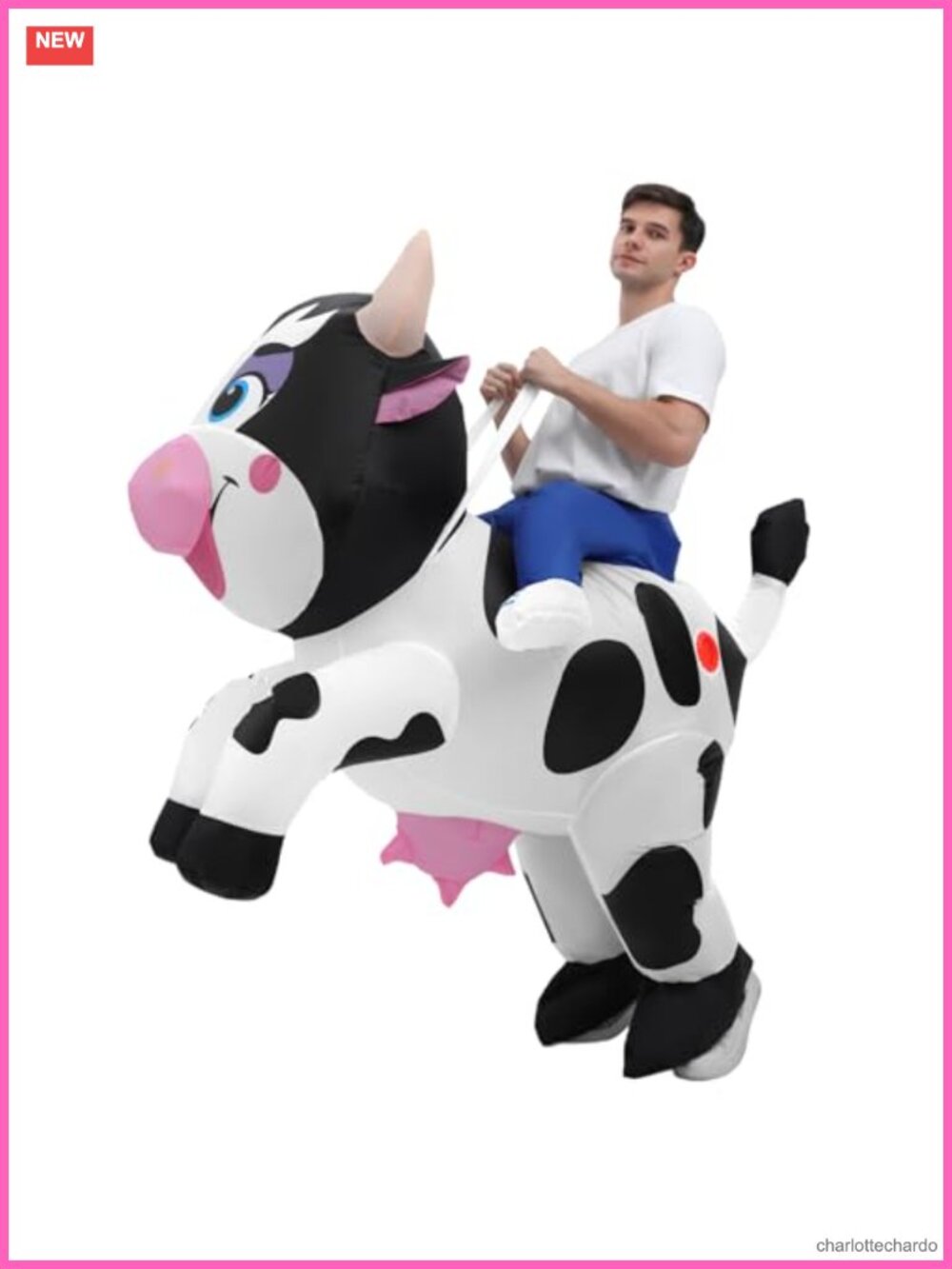 Inflatable Cow Costume for Adult Polyester Ride On Halloween Blow Up Fancy Dress